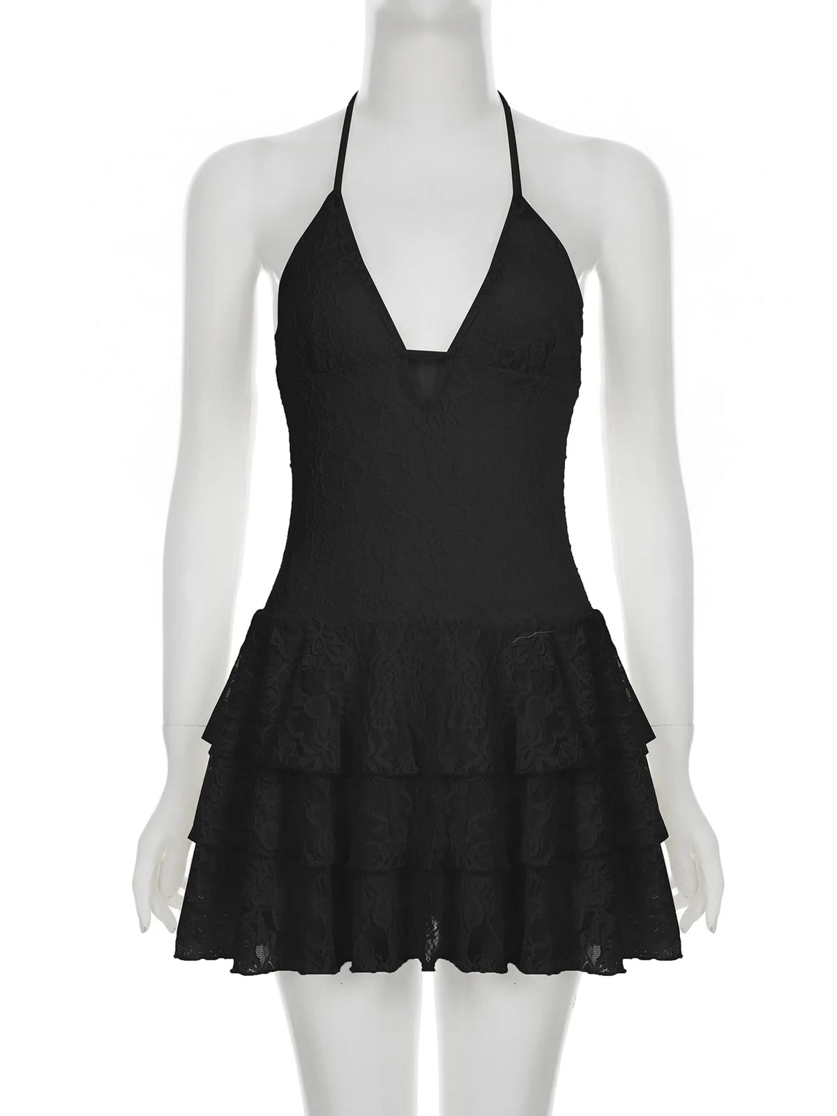 Cyflymder  Holiday Hollow Out Halter A-Line Dress Sexy Slim Deep V-Neck Sleeveless Mini Dresses For Women Summer Fashion Lady
