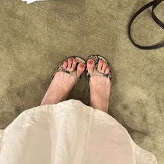 Cyflymder   Women Snake Print Kitten Heel Slide Sandals Summer Square Toe Flip Flops Elegant Thin Strap Mule Slippers Outdoor Party Dress Pu