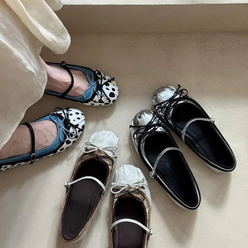 Cyflymder Bow Women Mary Jane Shoes Flats Designer Shoes Shallow Summer Fashion Loafers Shoes New Walking Comfort Soft Woman Zapatos