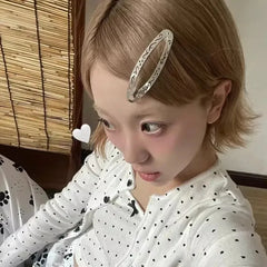 Cyflymder  Korean Fashion Retro Flower Hollow Print Hair Clips for Girls Droplet Shape Hair Clips Cute Harajuku Hair Pin Punk Headwear