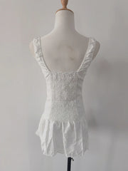 Cyflymder  Square Collar Slim Fit Dress for Women's Summer Sexy Lace-up A-line Strap Short Dress Fashion Female Clothes
