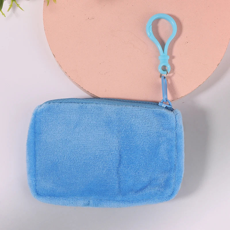 Cyflymder Solid Plush Coin Purse Women's Cute Wallet ID Card Bag Keychain Minimalist Coin Bag Kawaii Wallets for Women