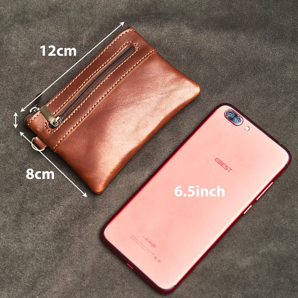 Cyflymder Genuine Leather Coin Purse for Men Women Mini Zipper Wallet Small Money Pocket Bag Female Money Wallets Men Card Holder