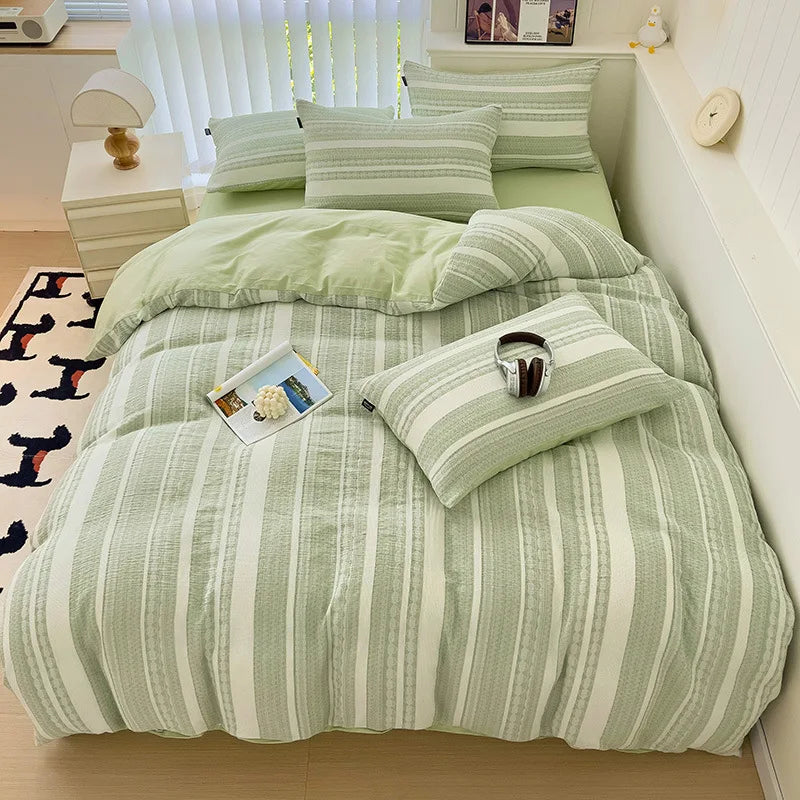Cyflymder  Class A 60S Pure Cotton Bedding Sets Jacquard Cotton Skin Friendly Comforter Set Girl Style Duvet Cover Set for Queen King Size