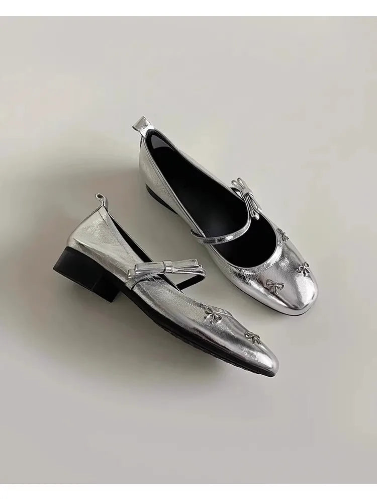 Cyflymder  Women Leather Shoes 2025 Autumn New Fashion Bow Knot Luxury Mary Jane Shoes Lightweight Comfortable Slip Om Outdoor Casual Shoes