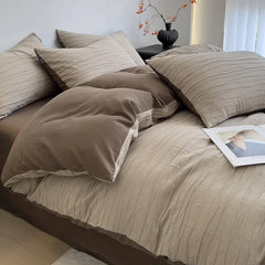 Cyflymder  100% Cotton Washed Wrinkled Yarn Bedding Set Soft Skin-friendly Duvet Cover Set with Sheets Breathable Quilt Cover Pillowcases