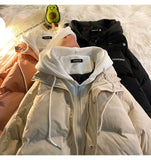Cyflymder Korean fashion Version Winter Leisure Cotton Clothes Women Y2K Multi-functional Fake Two Pocket Zipper Down Jacket Thick Coat