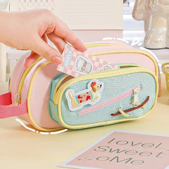Cyflymder  Gallery-Worthy Puff Pencil Case  Quilted Makeup Organizer Holds 50+ Pens Kawaii Study Stationery Storage Bag Back To School