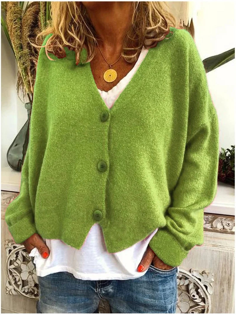 Cyflymder  Large Size Women's Casual Loose Knitted Cardigan Sweater Thi Cotton Knitting Open-irt Sle Spring Faion Ladies' Wear