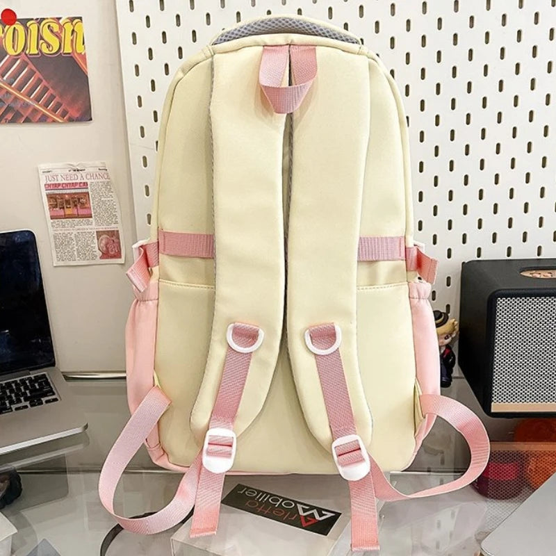 Cyflymder  Patchwork Contrast Color Kawaii Chic Schoolbags High-capacity Preppy Pockets Backpack All Match Y2k Backpacks for Women Students