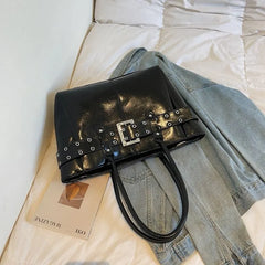 Cyflymder  Korean Minimalist Design Tote Bag Women Belt Decoration Large Capacity Shoulder Bag Ladies Fashion Commuter Handbag Underarm Bag