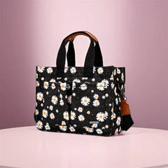 Cyflymder  Cute Floral Print Diaper Bag Tote with Shoulder Strap and Large Capacity for Mom and Baby Essentials on the Go