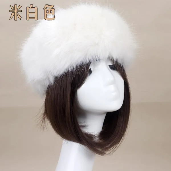 Cyflymder Winter Thick Furry Hairband Fluffy Russian Faux Fur Women Girl Fur Headband Hat Winter Outdoor Earwarmer Ski Hats Hot