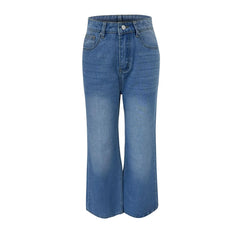 Cyflymder  Chic Loose High Waist Design Straight Crotch Retro Style Denim Trousers for Lady Comfortable Casual and Versatile Jeans