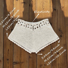 Cyflymder  New Sexy Women Knit Swim Shorts Crochet Cutout Bathing Suit Bottoms Shorts Drawstring Beach Board Shorts Summer Swim Trunks