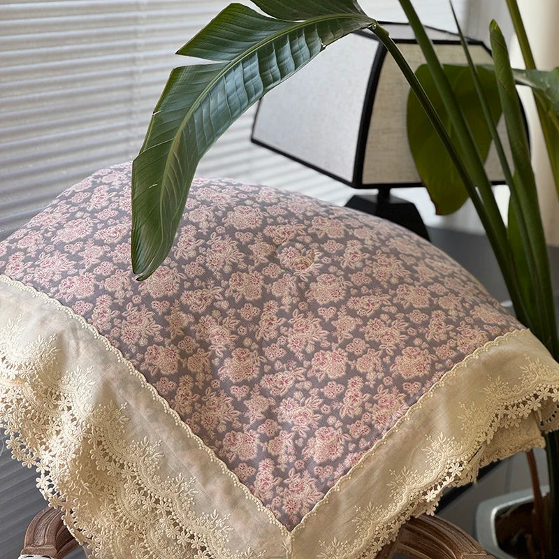 Cyflymder  Pure Cotton Double Layer Yarn Vintage Lace Flower Prints Summer Quilt Princess Air Condition Thin Comforter Lightweight Blanket