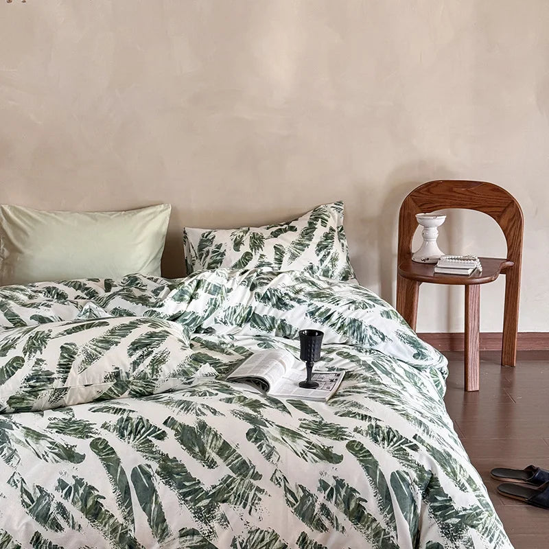 Cyflymder  New 100% Cotton Floral Print Bedding Sets Cozy Skin Friendly Soft Comforter Set Naked Sleeping Textile Supplies for All Seasons