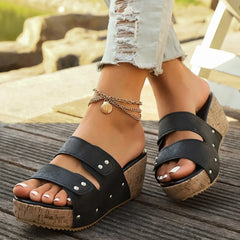 Cyflymder  New Summer Style Women's Wedge Slipper Thick-Soled Platform Open-Toe Roman Shoes Holiday Style Women's Shoes