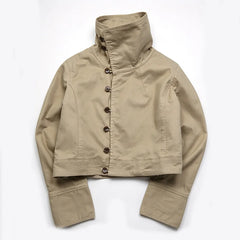 Cyflymder  Retro Men And Women Fashionable Short Jacket Punk Y2K Button Design Solid Color Long Sleeved Casual High Street Gothic Stree
