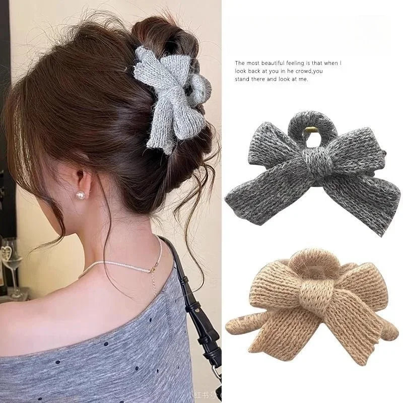 Cyflymder Autumn and Winter Plush Bow Grab Clip  Wool Claw Clip Accesorios Para El Cabello  Крабик Для Волос  Hair Accessories for Women