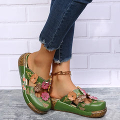 Cyflymder  35-43 Shoes for Women Summer Comfortable Roman Flower Platform Sandals Non-slip Baotou Wedge Ladies Slippers