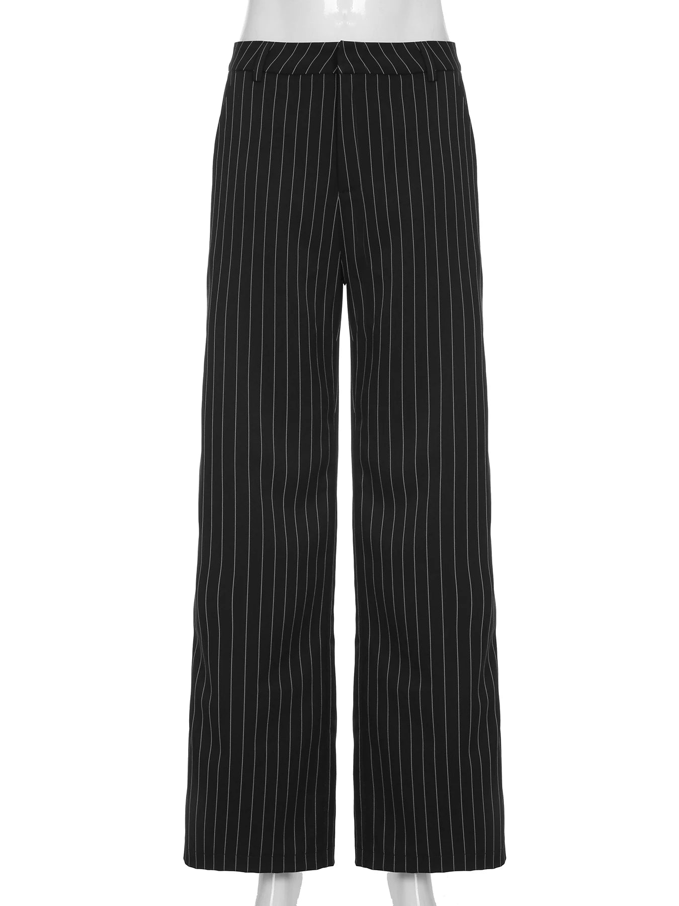 Cyflymder  Elegant Fashion Striped Pants Sets Women 2025 Sexy Slim 2 Piece Sets V-Neck Sleeveless Crop Tops Mid-Waisted Suit Pants