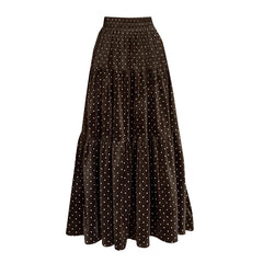 Cyflymder  French Suede Printed Polka Dot Skirt Women Vintage Elastic Waist A-line Skirts Female Fall Winter Streetwear Faldas New