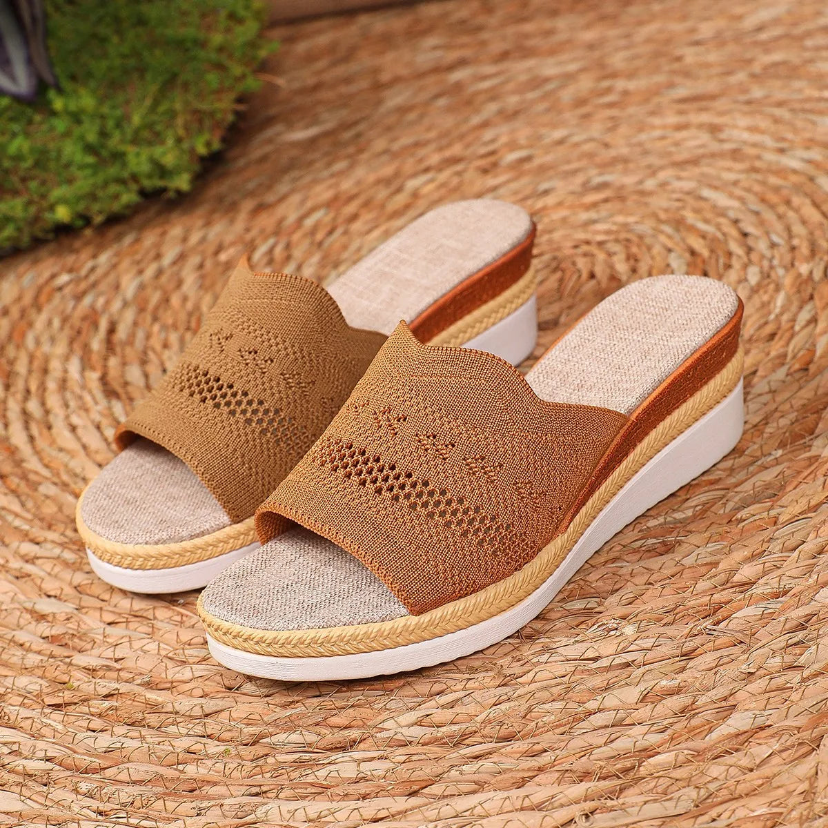 Cyflymder  Autumn New Women's Wedge Slippers High Heels Women's Sandals Outdoor Beach Platform Slippers Comfortable and Fashionable
