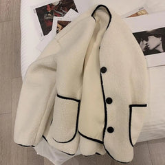 Cyflymder Women Loose Jacket Stylish Women's Round Neck Cardigan Coat Thick Warm Colorful Winter Jacket for Cold Resistance Women Thick