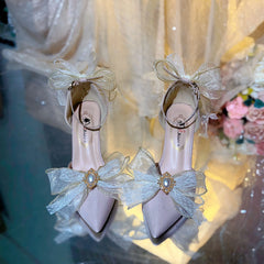 Cyflymder  Lolita Cosplay Y2K Heels Pink Dreamy Bridal Wedding Shoes 	 2000S Heels High Quality Designer Luxury Shoes Elegant Women's Sandals