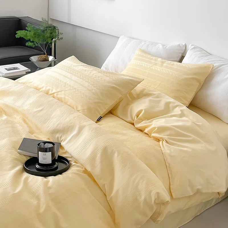 Cyflymder  Class A 60S Pure Cotton Bedding Sets Jacquard Cotton Skin Friendly Comforter Set Girl Style Duvet Cover Set for Queen King Size