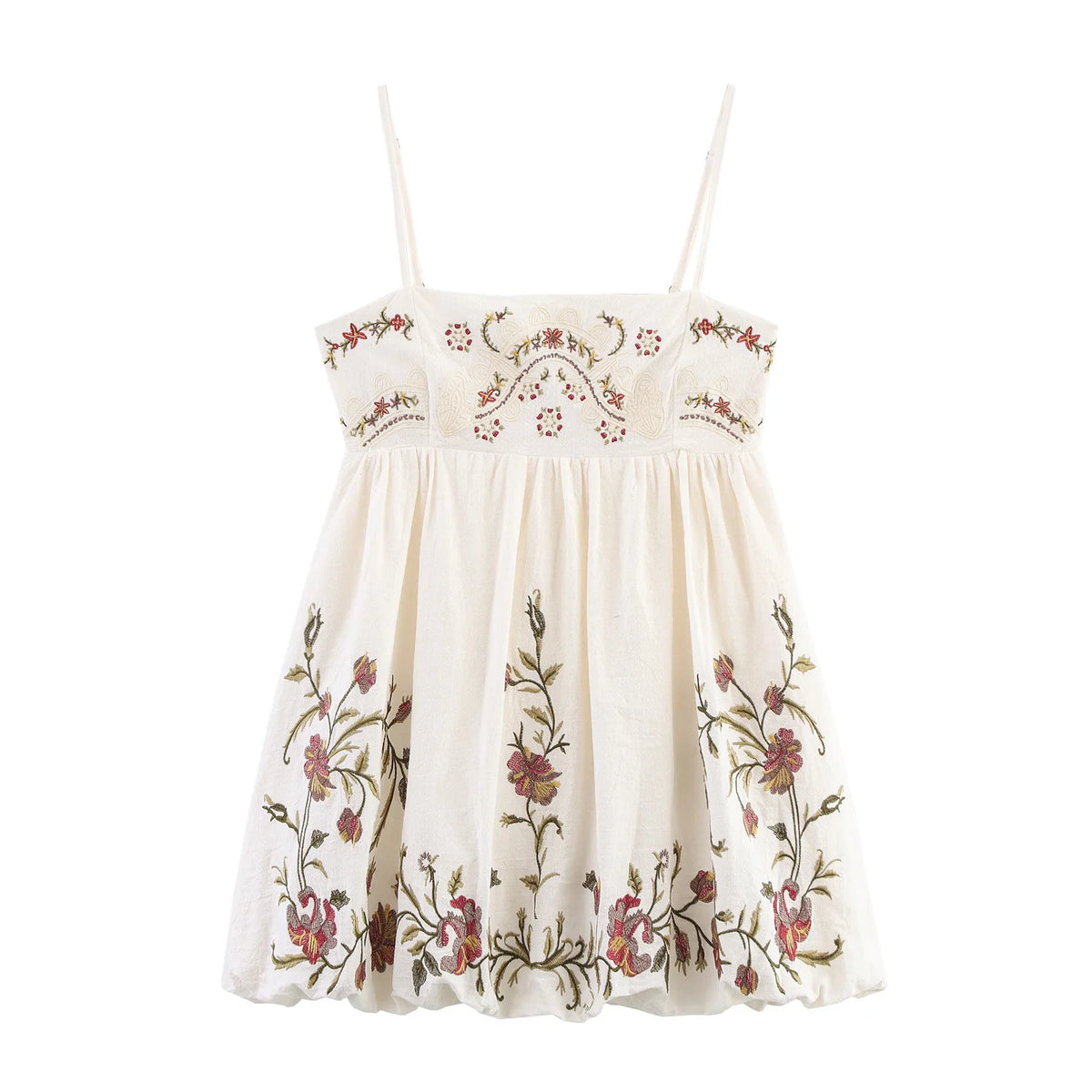 Cyflymder  Boho Beach Cotton Floral Embroidered Strap Mini Dress Women Casual Vacation Sexy Sleeveless Short Dresses Summer Robe vestidos