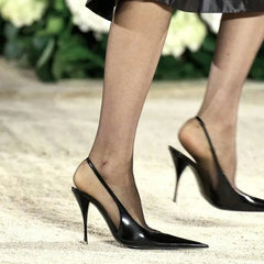 Cyflymder  New thin heeled pointed sandals with women's patent leather, shallow mouth temperament, high heels, toe caps, single shoes