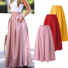 Cyflymder  High Waist Pleated Skirt Women's plus Size  Color Spring Autumn Cross-Border Faion Long f-length Skirt
