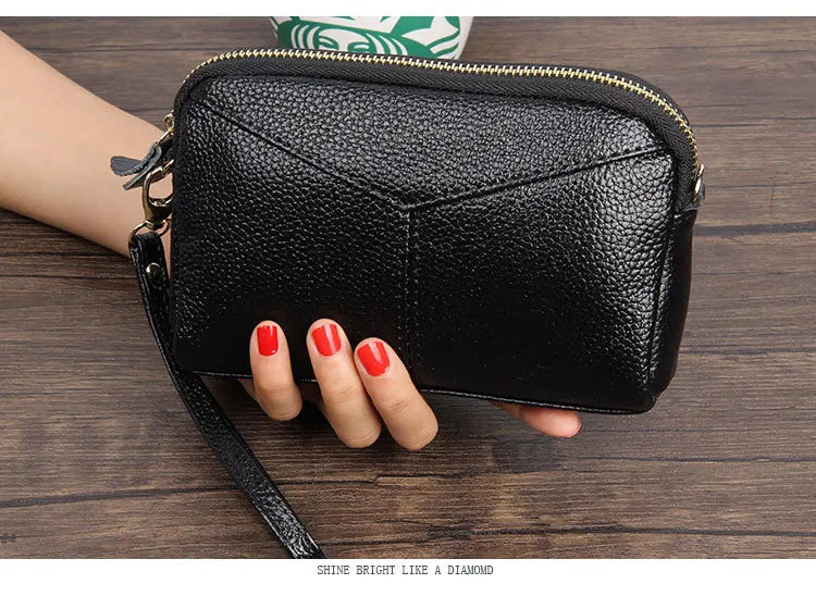 Cyflymder  Fashion Cowhide Women Long Clutch bags Genuine Leather Lady Coin Purse Female Zipper Wristlet Wallet Mobile phone bag billfold