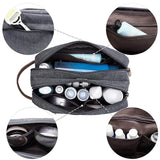 Cyflymder Casual Canvas Cosmetic Bag With Leather Handle Travel Men Wash Shaving Women Toiletry Storage Waterproof Organizer Bag