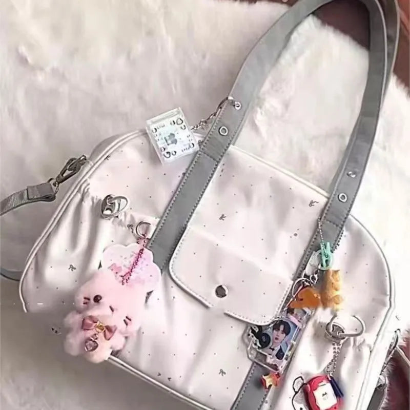 Cyflymder  Harajuku White Ita Bag Women Japanese Style Transparent Tote Bag Large Capacity Jk Handbag Female Sweet Cute Shoulder Bags 2025