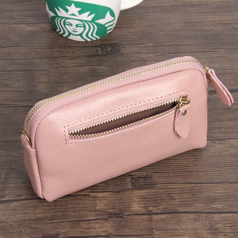 Cyflymder  Fashion Cowhide Women Long Clutch bags Genuine Leather Lady Coin Purse Female Zipper Wristlet Wallet Mobile phone bag billfold