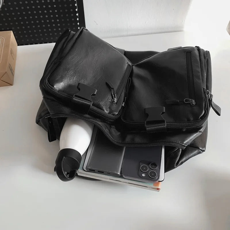 Cyflymder  Travel Backpack Gym Fitness Bag Women Men PU Large Capacity Training College Students Schoolbag Sports Laptop Vintage Daypack