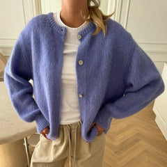 Cyflymder  Y2K Streetwear Solid Color Soft Knitted Sweater Tops Outerwear Women Casual Basic Cardigans Front Button Up Long Sleeve Knitwear