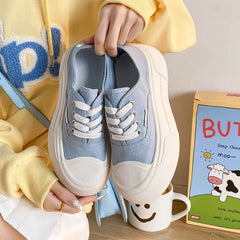 Cyflymder  Thick Bottom Canva Shoes Women's New Style White Sneakers Women's Thick Bottom Sports Shoes Student Father