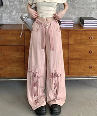 Baggy Jeans Women Chic Lace-up Casual Loose Vintage Streetwear Pants Korean Style Fashion Wide Leg High Waisted Jeans Cyflymder