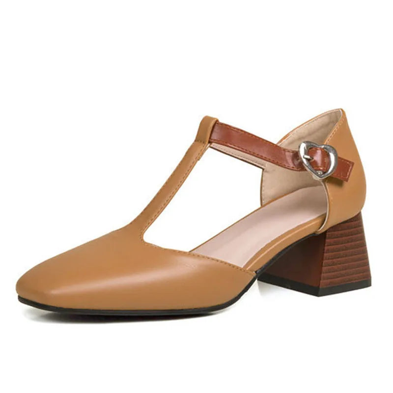 Cyflymder   New Spring Women Shoes T-Belt 5cm Chunky Heels Side Empty Sandals Women Office Ladies Working Shoes zapatillas de mujer WSH5271