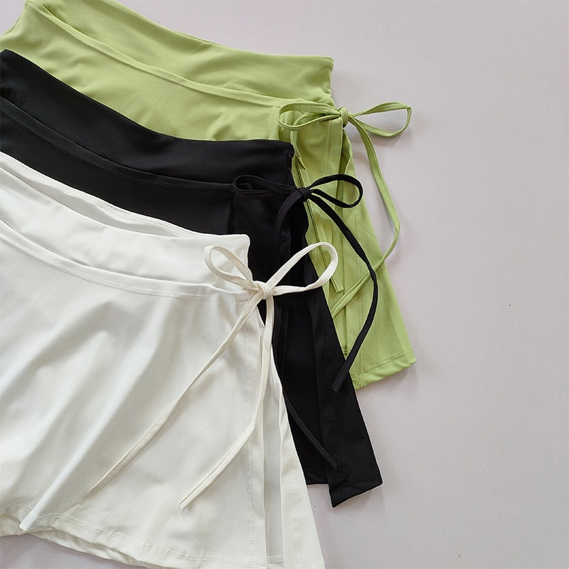 Cyflymder Sports Yoga Skirt Badminton Tennis Skirt Pants Half-body Quick Drying Pocket Skirt Side Split Strap Skirt Pants For Outwear