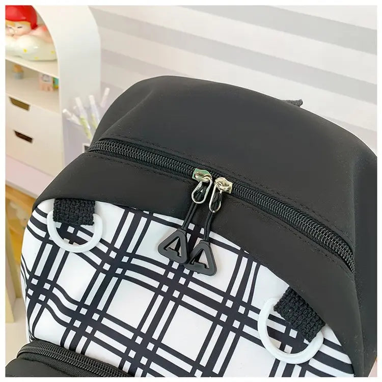 Cyflymder  Y2k Aesthetic Contrast Color Plaid Schoolbags Women Preppy Kawaii All Match Ita Bags Transparent High-capacity Student Backpacks
