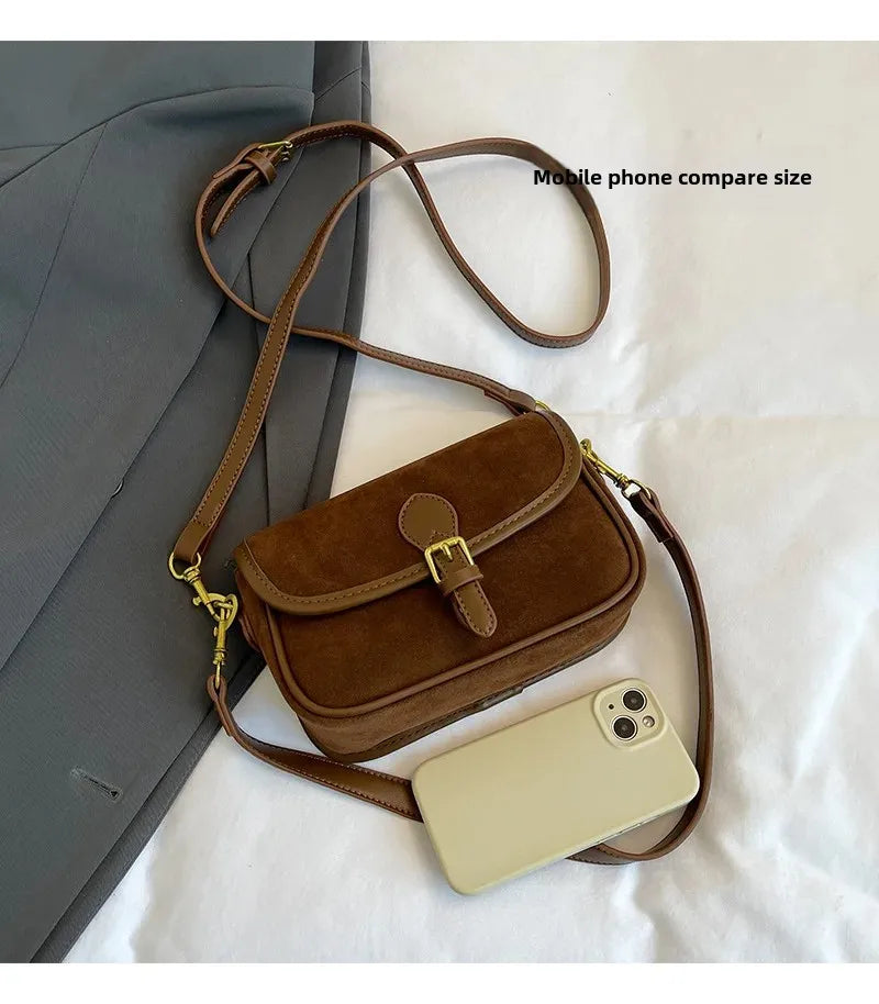 Cyflymder  New Ladies Vintage Saddle Bag Simple Commuter Crossbody Bag Soft Texture Bean Curd Square Bag Elegant Versatile Shoulder Bag