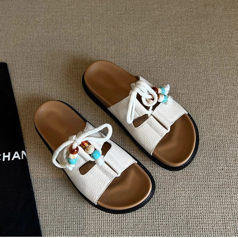 Cyflymder  Platform Anti-Slip Wear-Resistant Slippers Summer New Round Toe Open Toe Crystal Buckle Anti-Slip Wear-Resistant High Heels