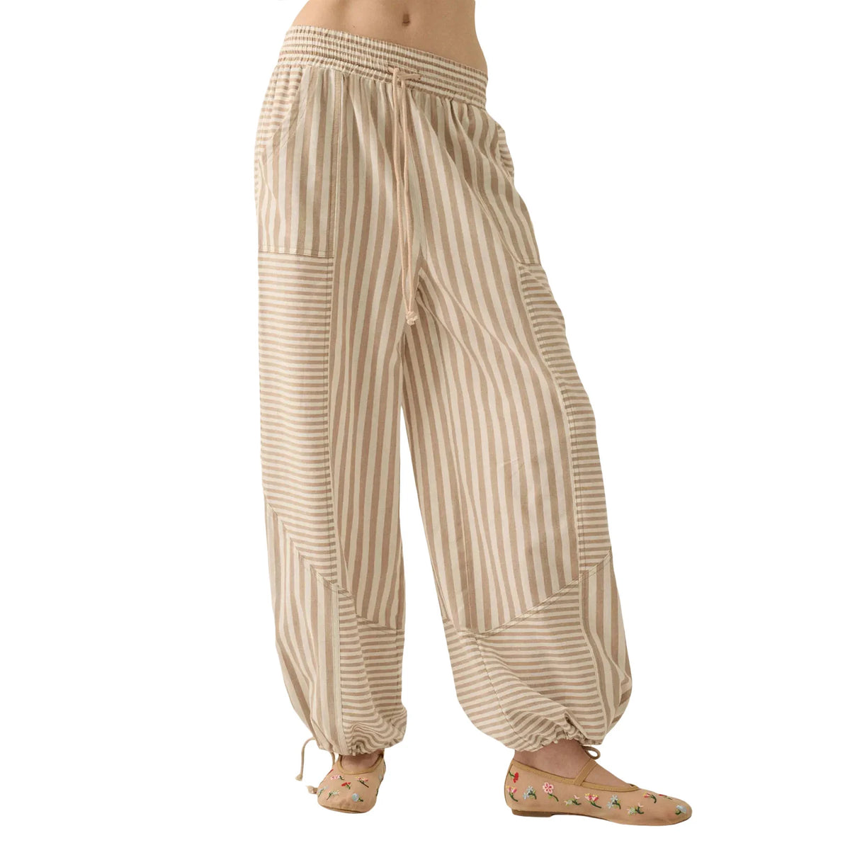Cyflymder  Women s Floral Print High Waisted Palazzo Pants Lightweight Elastic Waist Wide Leg Trousers for Summer Beach Vacation