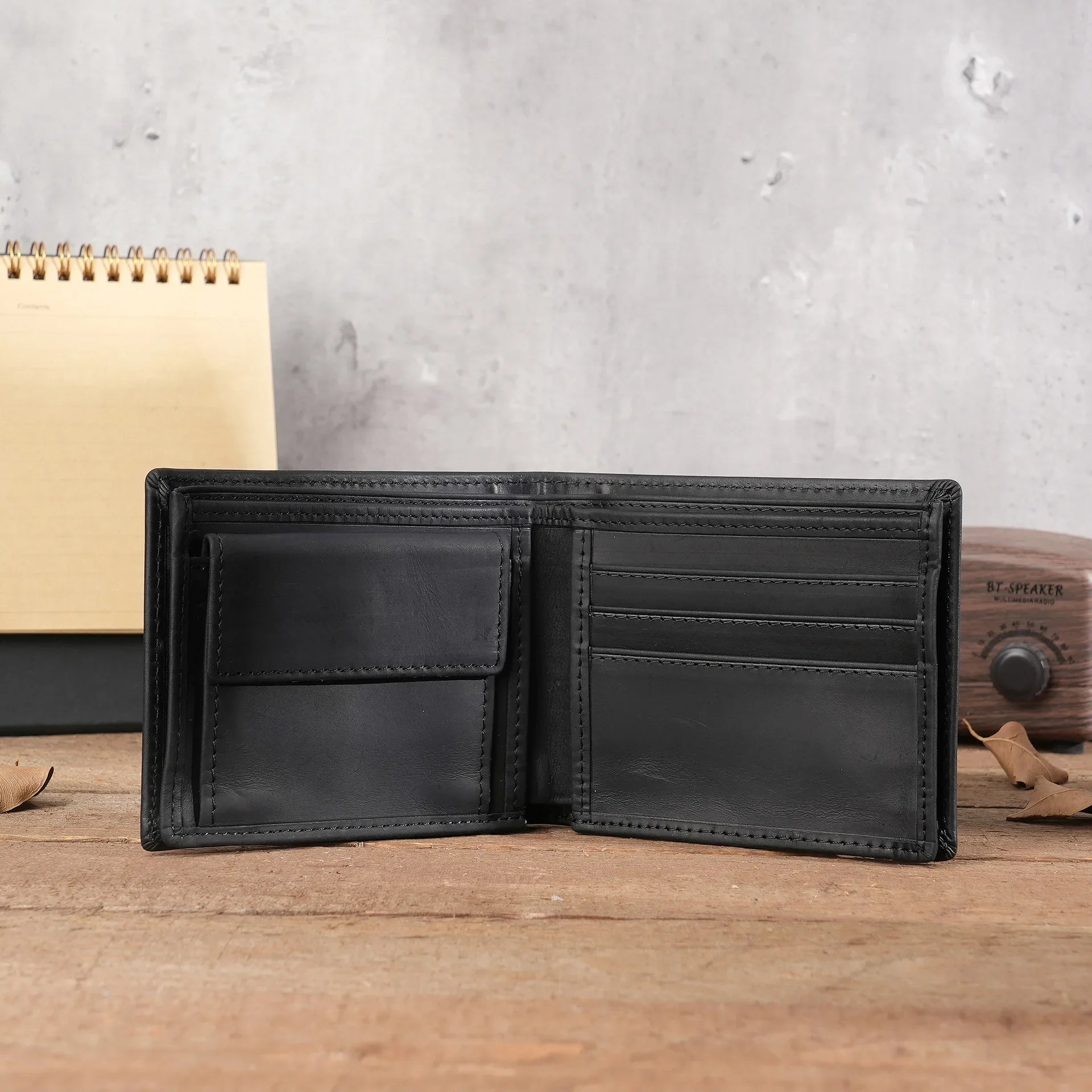 Cyflymder  Genuine Leather Men's Wallet Short Money Clip Soft Leather Purse for Man Buckle Multi Card Position Zippe Wallet Men