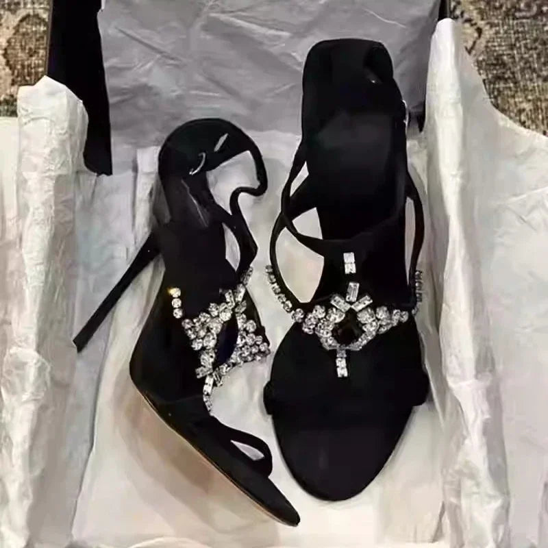 Cyflymder Luxury Women's Sandals High Heels Crystal Designer Shoes Sexy Summer Elegant Party Dress Pumps Slides New Mujer Slippers